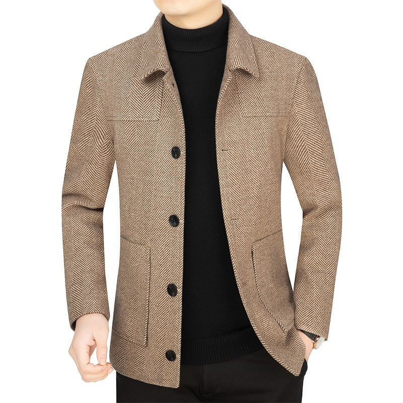 Men's Lapel Woolen Jacket Business Casual