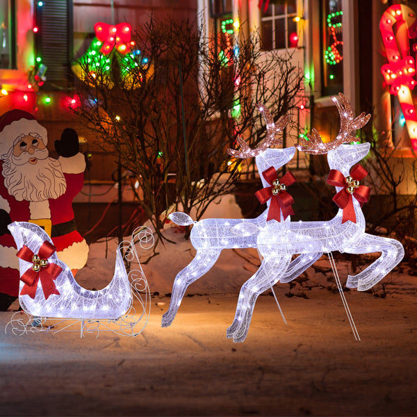 Lighted Reindeer Sleigh Set 270 LED
