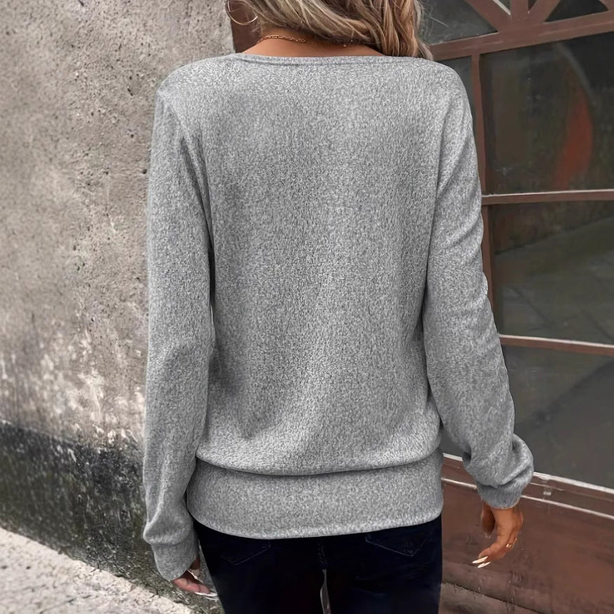 Women's loose-fit square-neck long-sleeve top, The Simple Co., product image 2