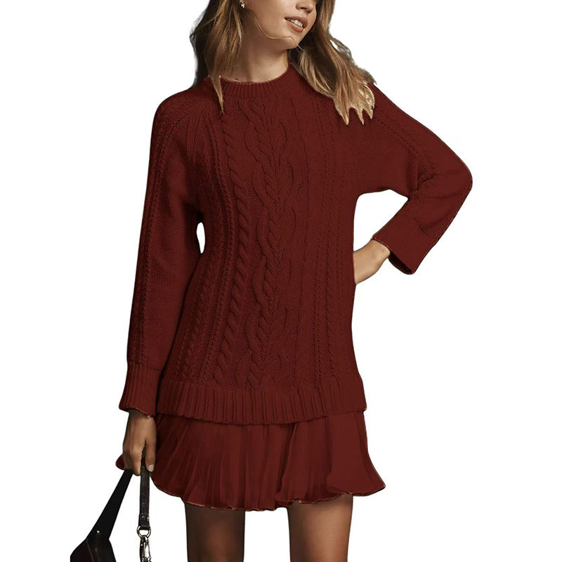 Women's Cable Knit Sweater with Lace