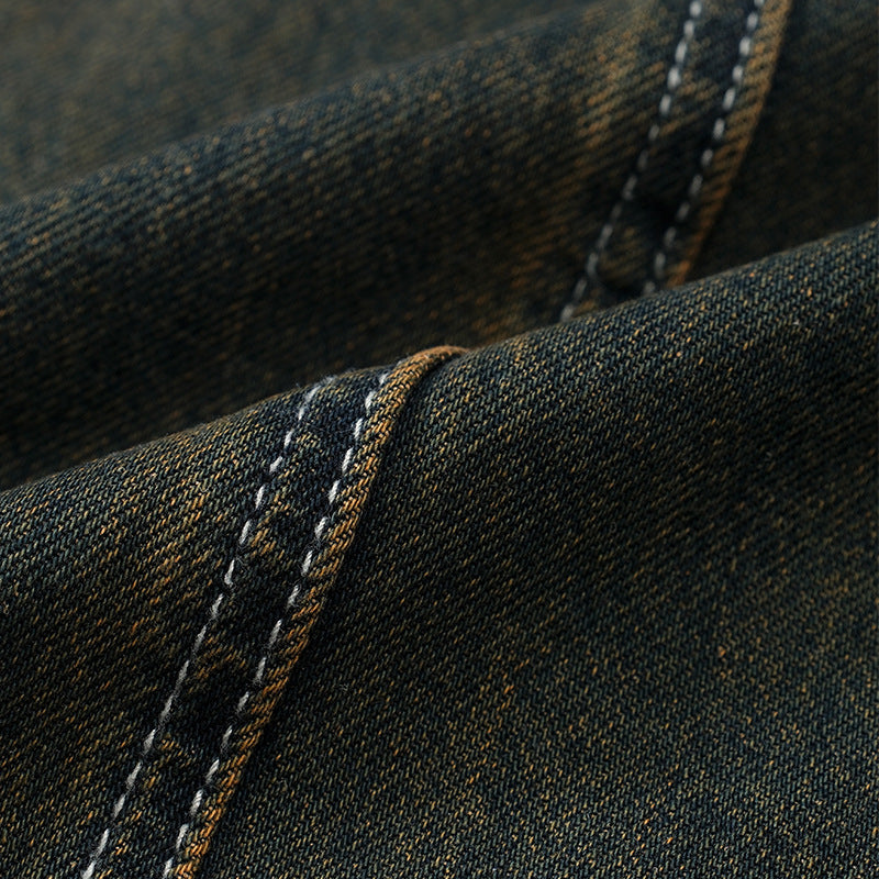 Street-Style Distressed Denim Jeans - Men's 3D Cut Design