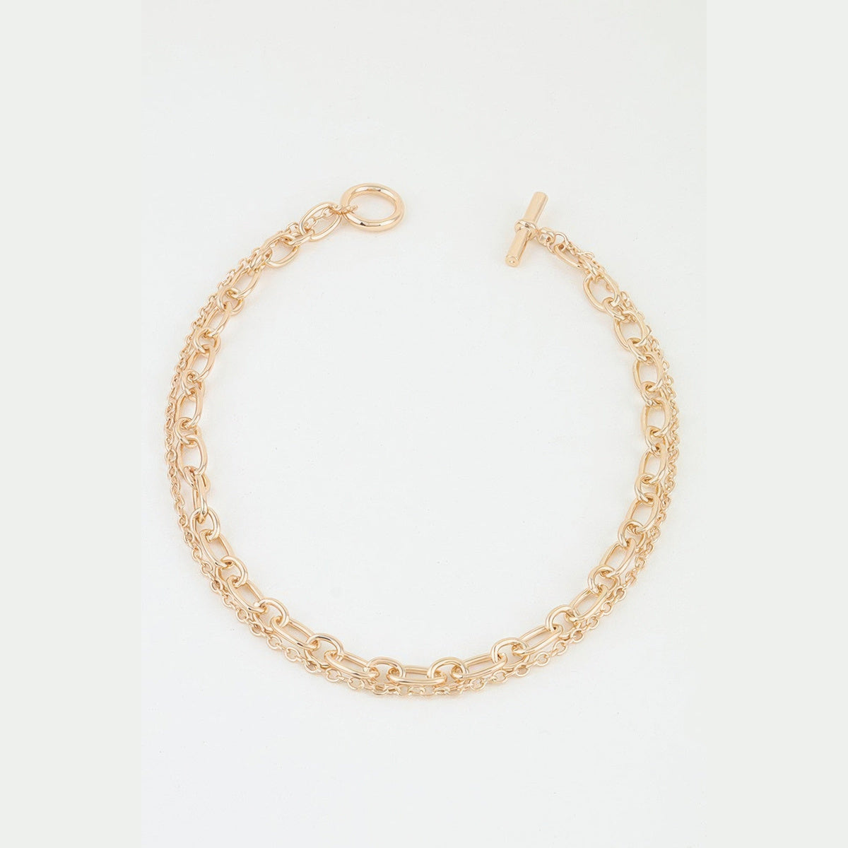 Polished Oval-Link Layered Necklace in gold, flat lay