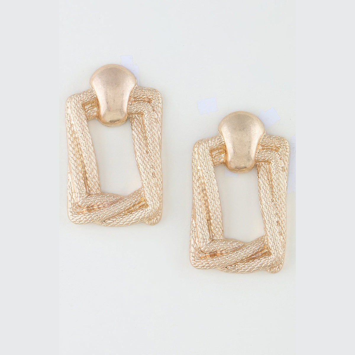 Braided Door-Knocker Earrings in gold, pair shown from the front