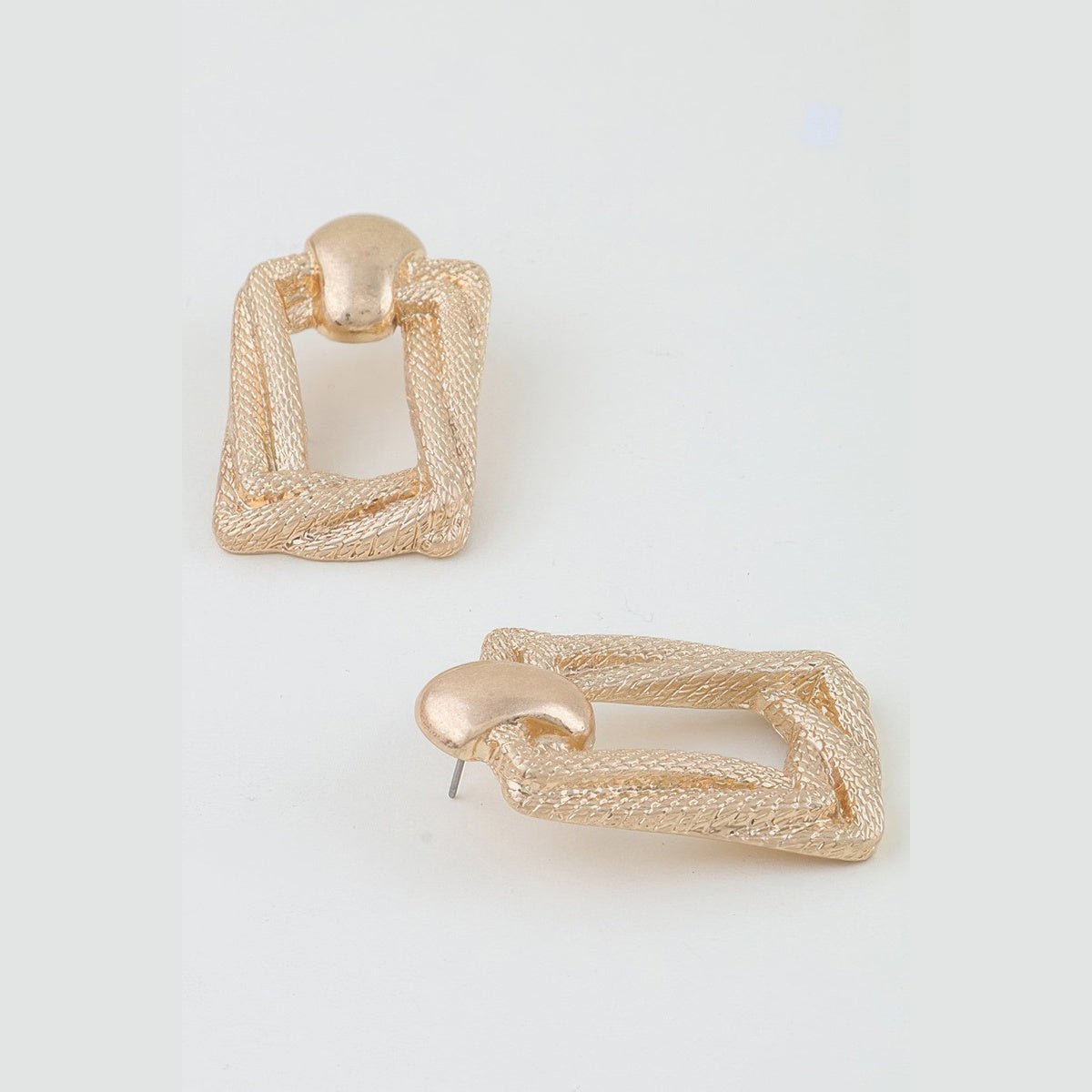 Braided Door-Knocker Earrings in gold, side profile and earring posts