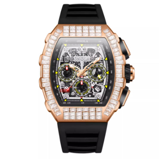 Men's Luxury Square Diamond Watch With Star Pattern
