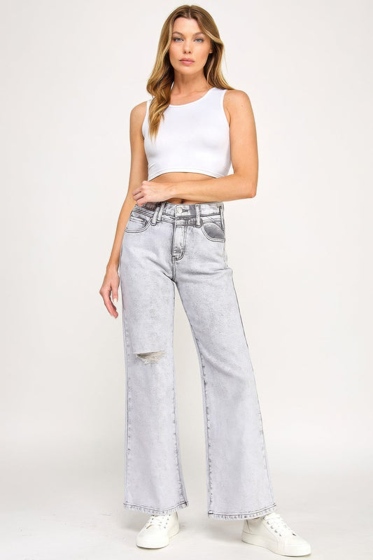 Acid-Grey High-Rise Wide-Leg Jeans – Jeans, minimalist style, quiet luxury aesthetic, modern essential – The Simple Co.