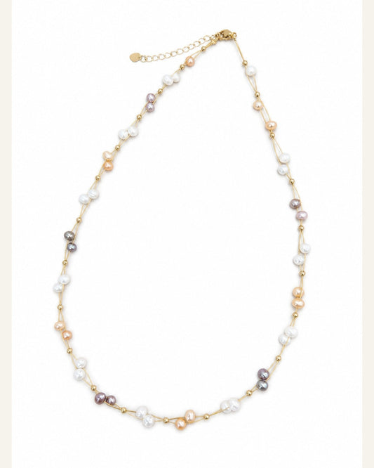 Multicolor Natural Pearl Rope-Chain Necklace — product view