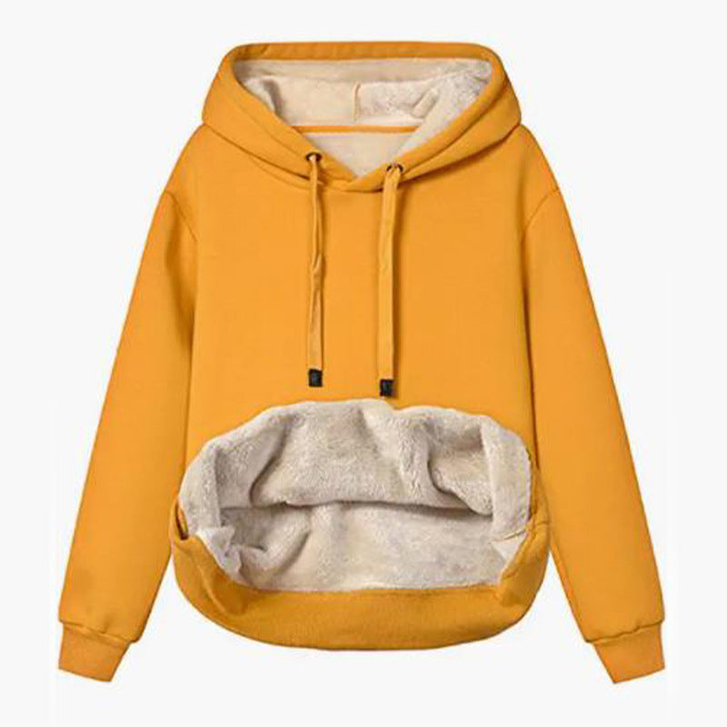 Women's Lamb Fleece Hooded Sweatshirt Jacket - 2026 Winter Collection Warm Sports Jacket