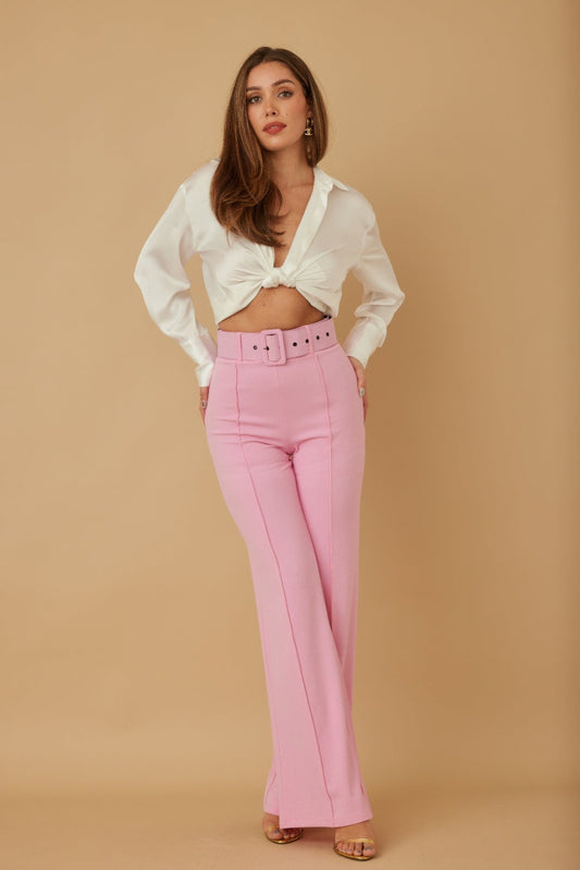 Belted High-Waist Wide-Leg Pants – , minimalist style, quiet luxury aesthetic, modern essential – The Simple Co.