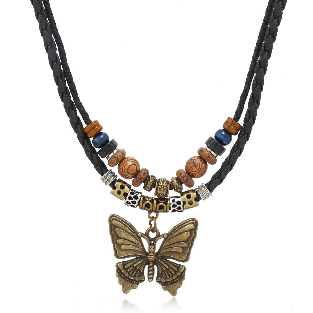Boho Multi - Layer Beaded Necklace – Vintage Butterfly Pendant | The Simple Co. – Necklaces (Minimalist / Statement / Unis, minimalist style, quiet luxury aesthetic, modern essential – The Simple Co.