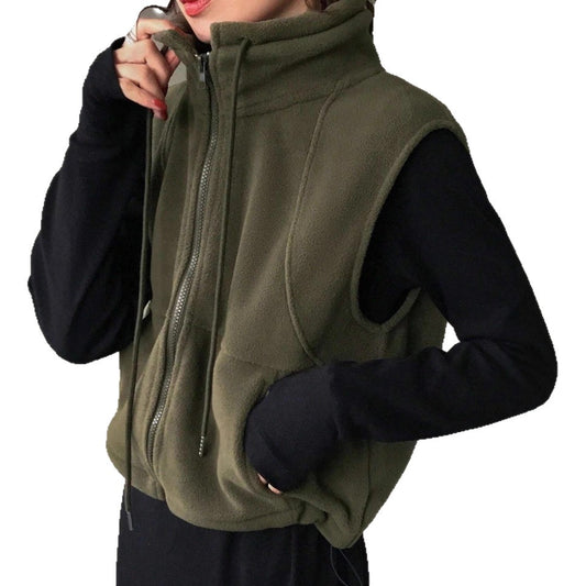 Women's Casual Sleeveless Vest Jacket - 2026 Winter Collection Zip-Up Outerwear