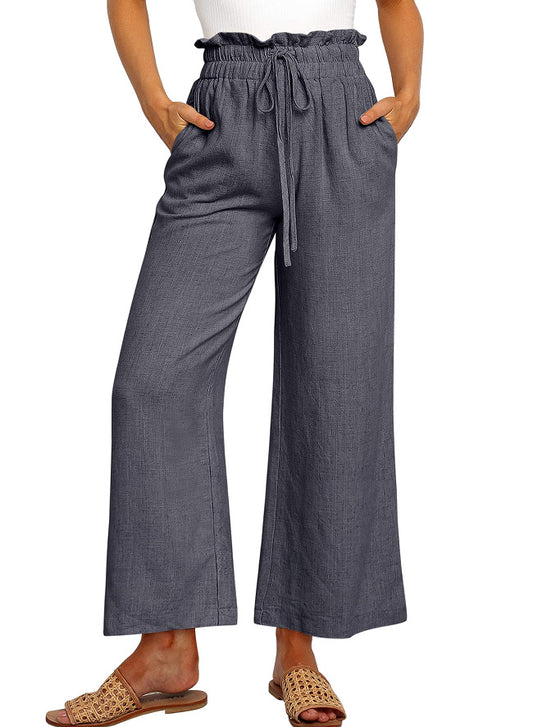 Elastic Waist Wide Leg Pants