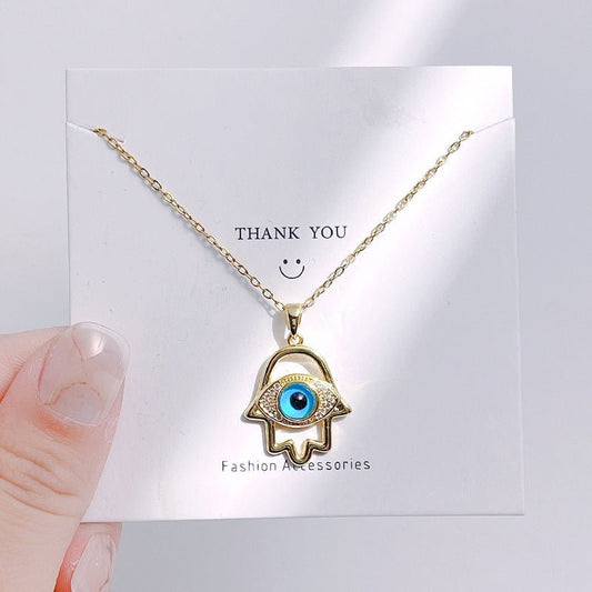 Evil Eye Hamsa Hand Titanium Steel Protection Pendant – Minimal Elegance | The Simple Co – Necklaces (Minimalist / Statement / Unis, minimalist style, quiet luxury aesthetic, modern essential – The Simple Co.
