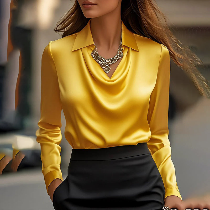 Women's Ruched Lapel Blouse