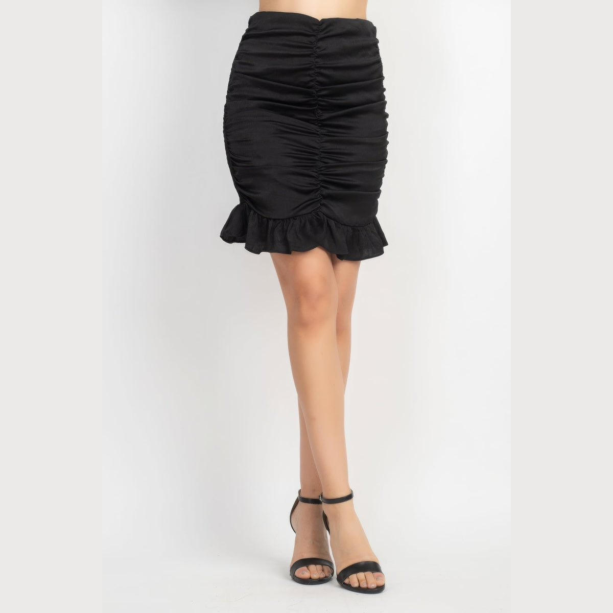 Halter Crop Top & Mini Skirt Set in black, mini skirt back view