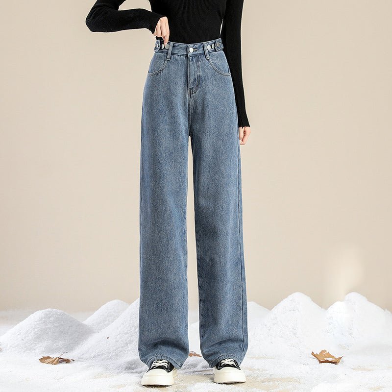 High - Waist Fleece - Lined Jeans - 2026 Winter Collection Casual Denim Pants – Minimal Elegance | The Simple Co – Bottoms, minimalist style, quiet luxury aesthetic, modern essential – The Simple Co.