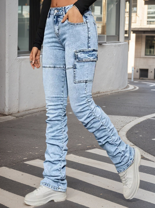 High - Waisted Elastic Jeans - 2026 Winter Collection Casual Street Style Denim – Minimal Elegance | The Simple Co – Bottoms, minimalist style, quiet luxury aesthetic, modern essential – The Simple Co.