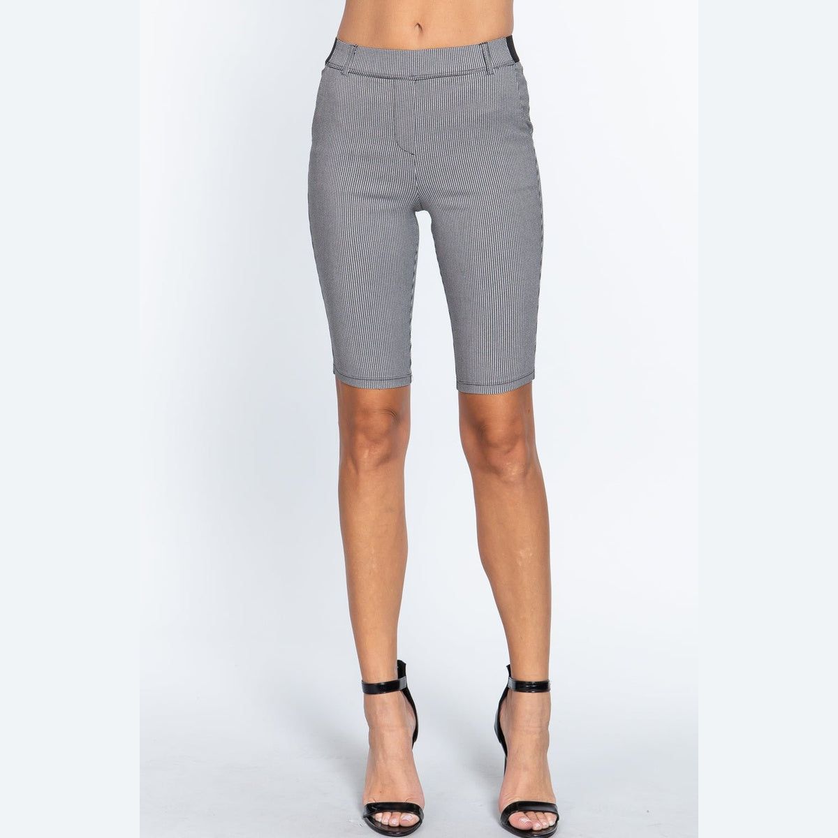 Jacquard Bengaline Bermuda Shorts in gray, front view