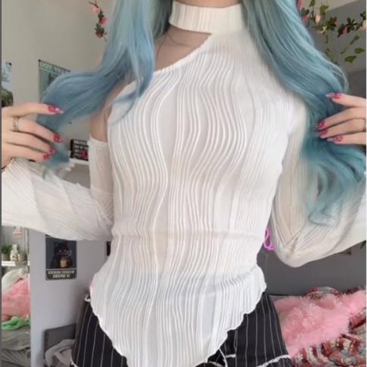 Long - Sleeve Slash - Neck Halter Street - Style T-Shirt – Minimal Elegance | The Simple Co – Women's Tops, minimalist style, quiet luxury aesthetic, modern essential – The Simple Co.