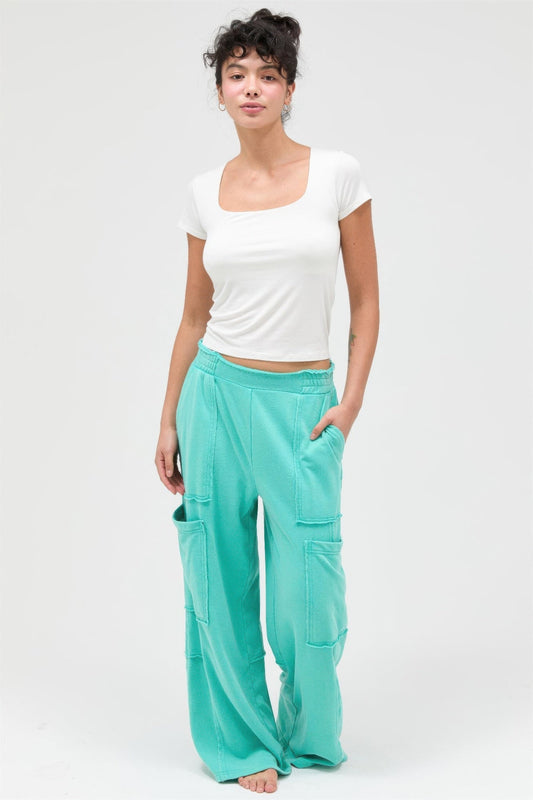 Mineral Wash Wide Leg Cargo Pants – Pants, minimalist style, quiet luxury aesthetic, modern essential – The Simple Co.