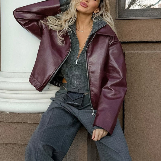 Minimal Faux Leather Biker Jacket – Minimal Elegance | The Simple Co – Practical cottage, minimalist style, quiet luxury aesthetic, modern essential – The Simple Co.