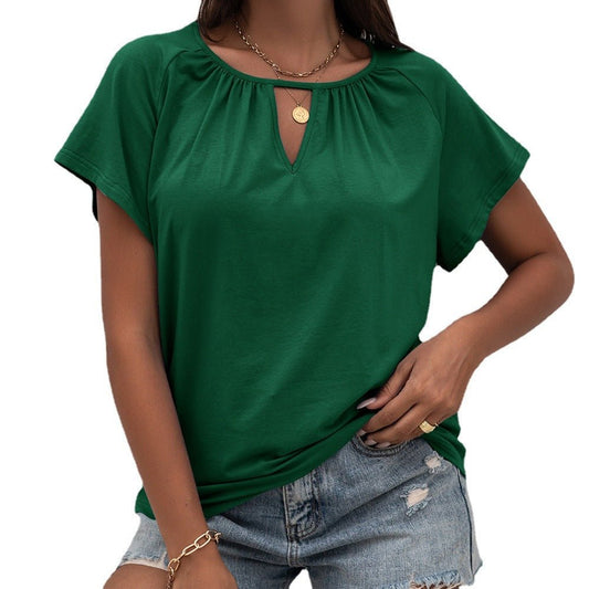 New Round Neck Loose Hollow in L – Effortless Lightweight Summer Top for Women | The Simple Co. – Apparel & Accessories > Clothing > Shirt, minimalist style, quiet luxury aesthetic, modern essential – The Simple Co.