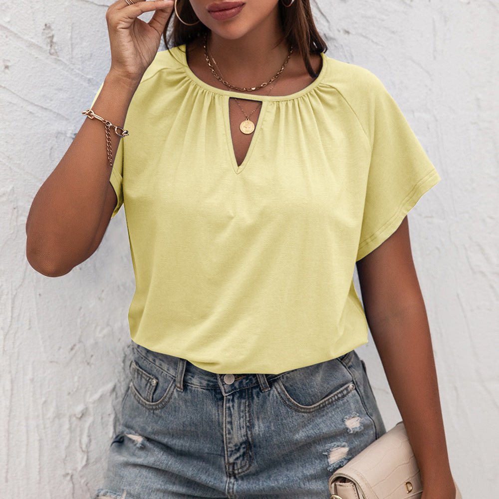 New Round Neck Loose Hollow in L – Effortless Lightweight Summer Top for Women | The Simple Co. – Apparel & Accessories > Clothing > Shirt, minimalist style, quiet luxury aesthetic, modern essential – The Simple Co.