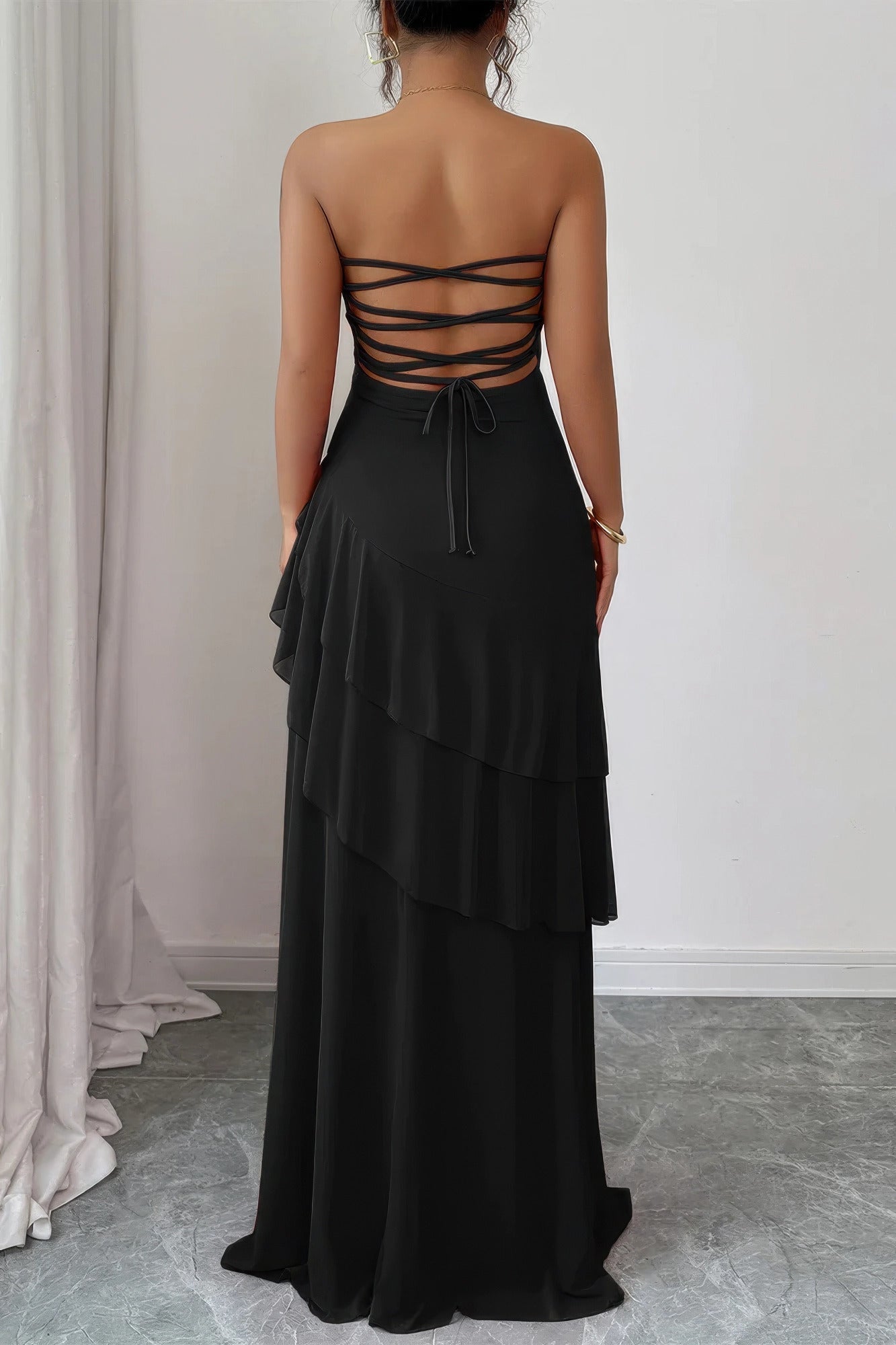 Off-Shoulder Layered Maxi Dress – Dresses, minimalist style, quiet luxury aesthetic, modern essential – The Simple Co.