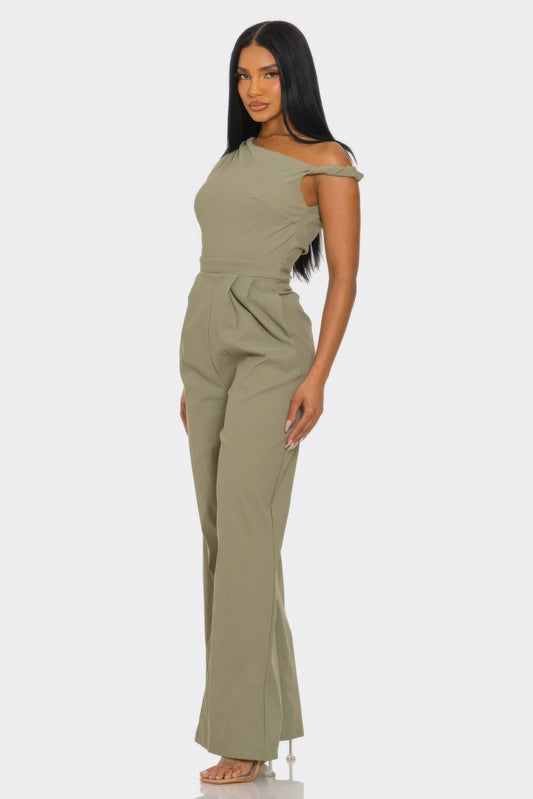 One-Shoulder Wide-Leg Jumpsuit – Sets, minimalist style, quiet luxury aesthetic, modern essential – The Simple Co.