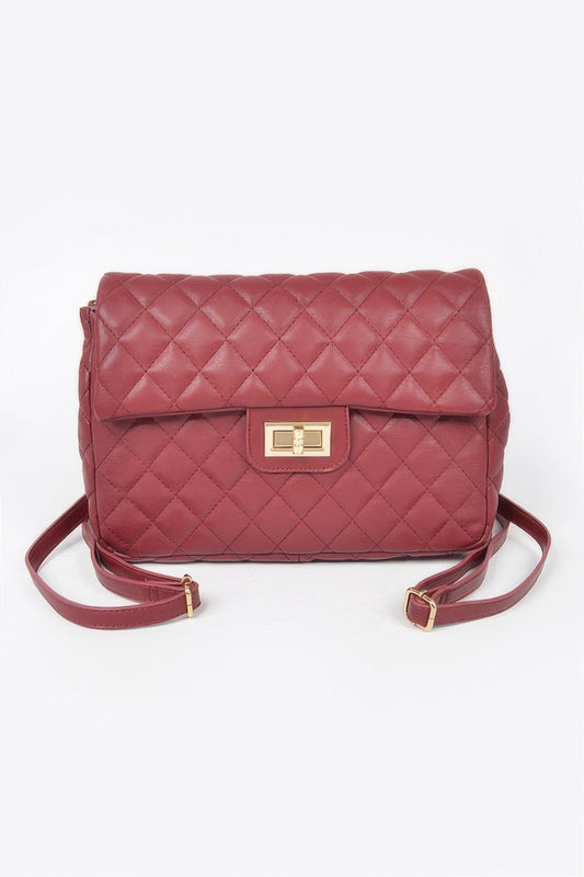 Quilted Faux Leather Flap Backpack – , minimalist style, quiet luxury aesthetic, modern essential – The Simple Co.
