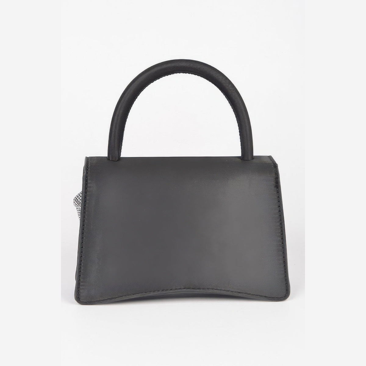 Rhinestone Flower Statement Bag in black, rear view