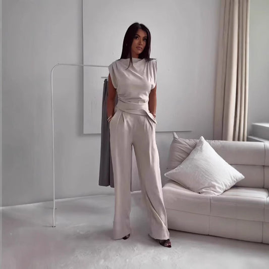 Sleeveless Wide-Leg Matching Set – Women's Tops, minimalist style, quiet luxury aesthetic, modern essential – The Simple Co.