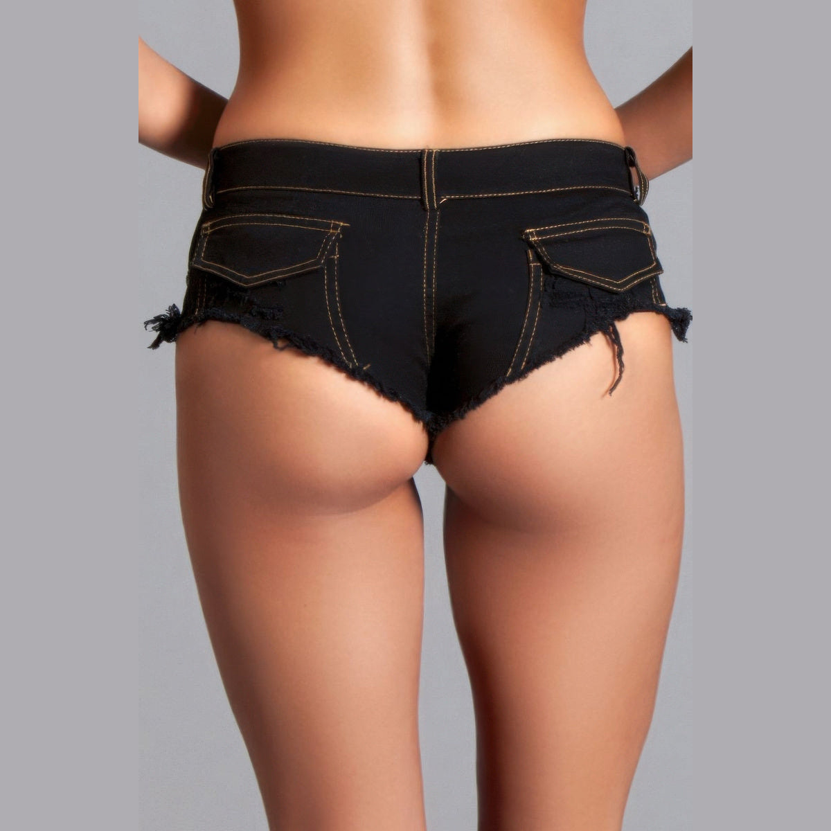 Slim Stretch Mini Shorts in black, back view