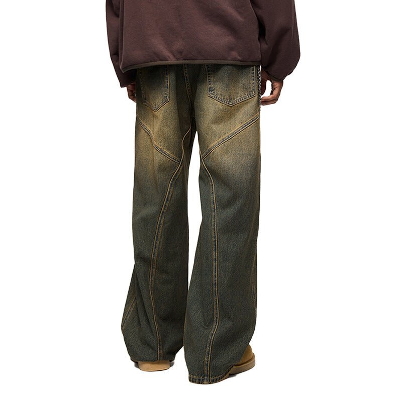 Street - Style Distressed Denim Jeans - Men's 3D Cut Design – Minimal Elegance | The Simple Co – Men’s Bottoms, minimalist style, quiet luxury aesthetic, modern essential – The Simple Co.