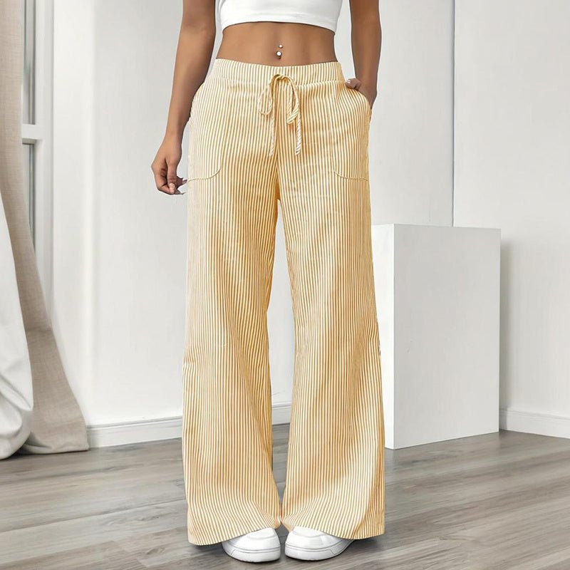 Striped Wide Leg Pants – Minimal Elegance | The Simple Co – Practical cottage, minimalist style, quiet luxury aesthetic, modern essential – The Simple Co.