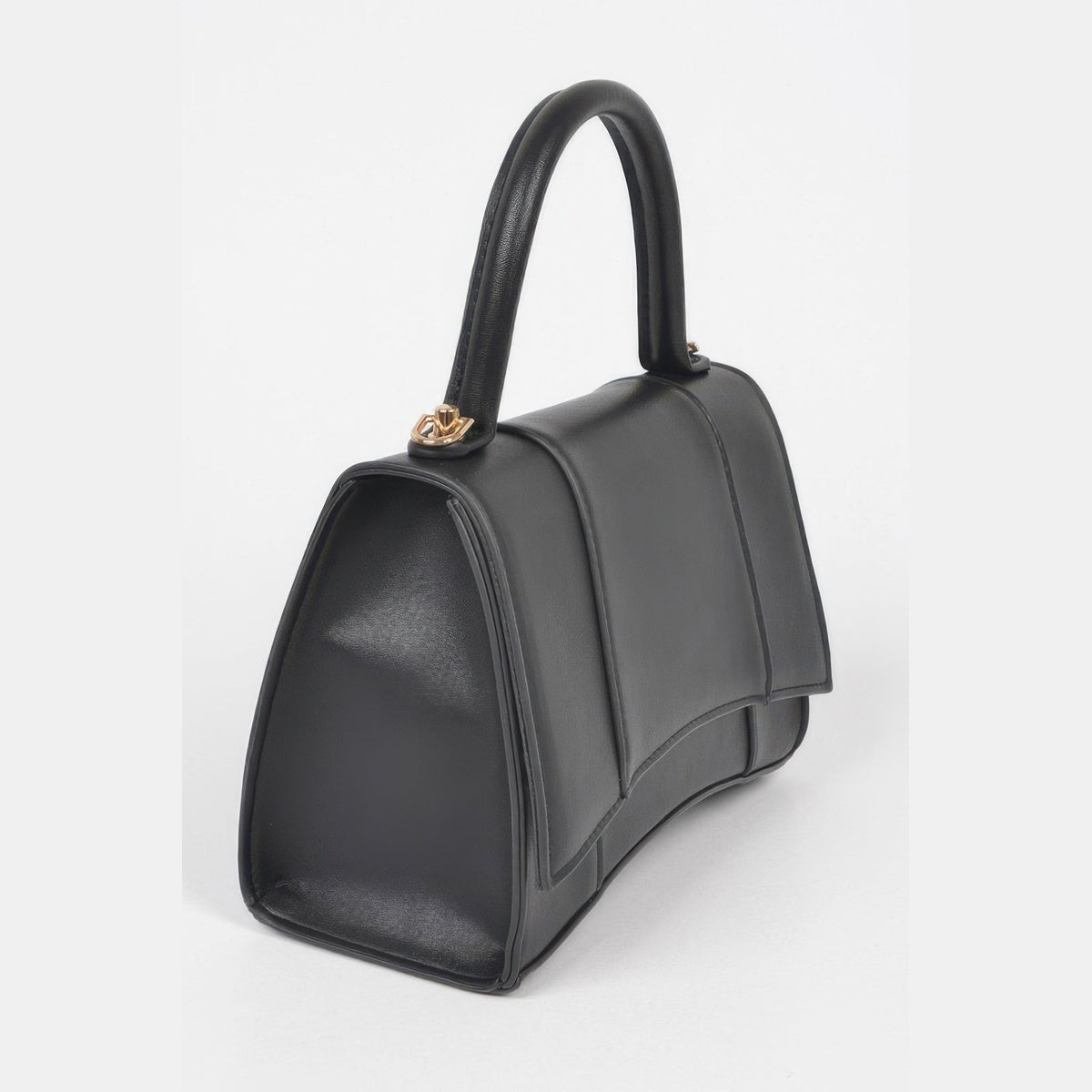 Structured Top Handle Bag in black, side view