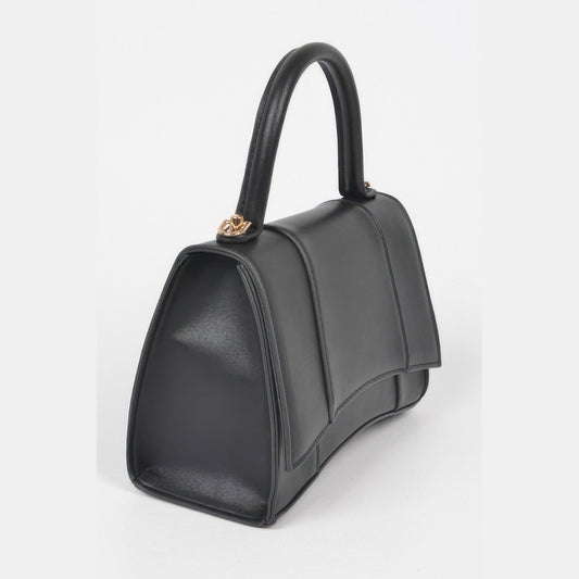 Structured Top Handle Bag in black, side view