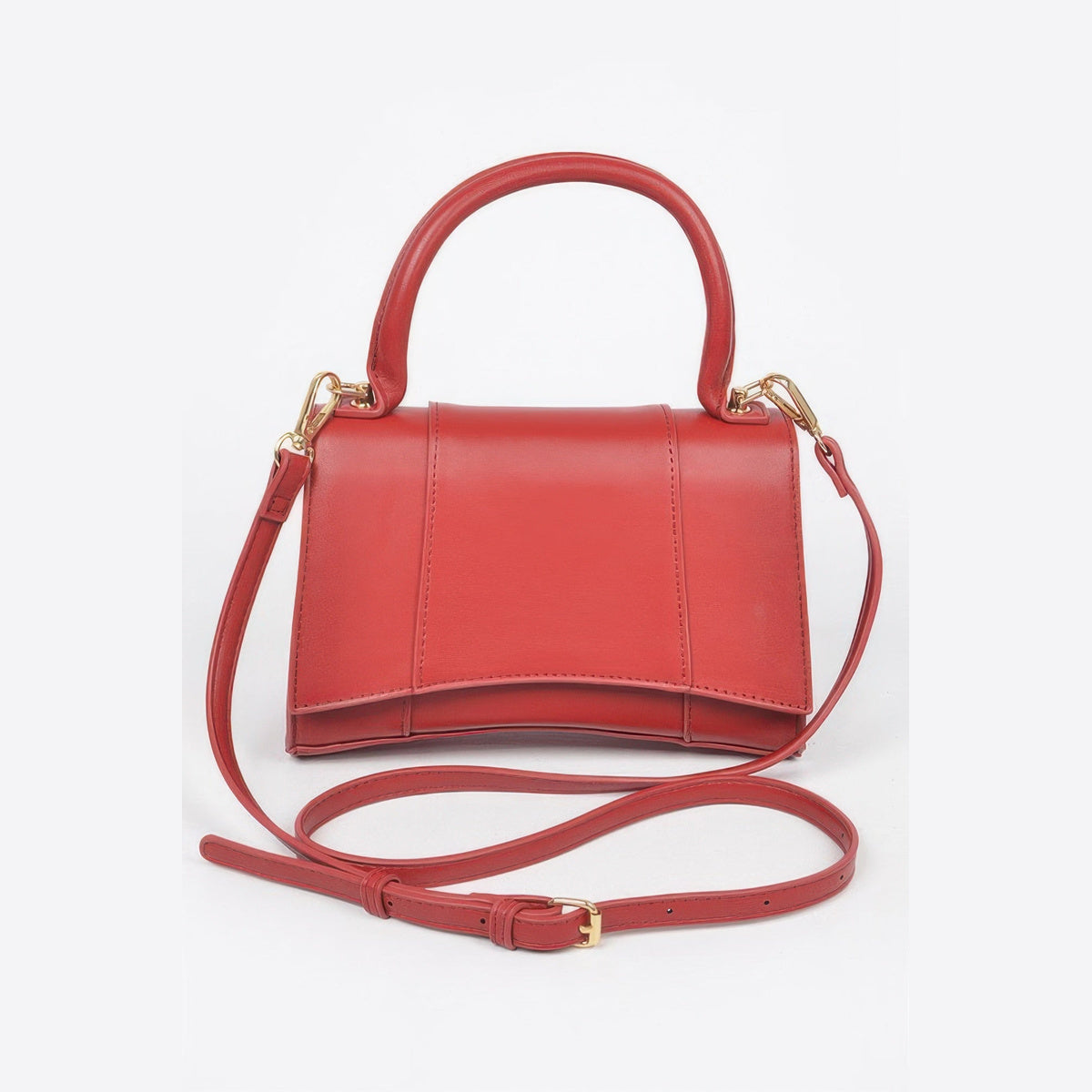 Structured Top Handle Bag in burgundy, front view
