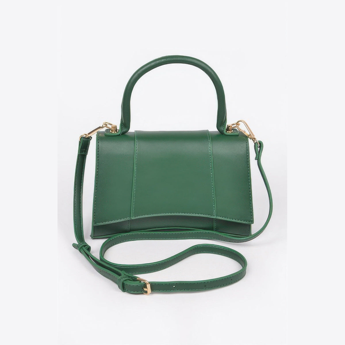 Structured Top Handle Bag in green, front view