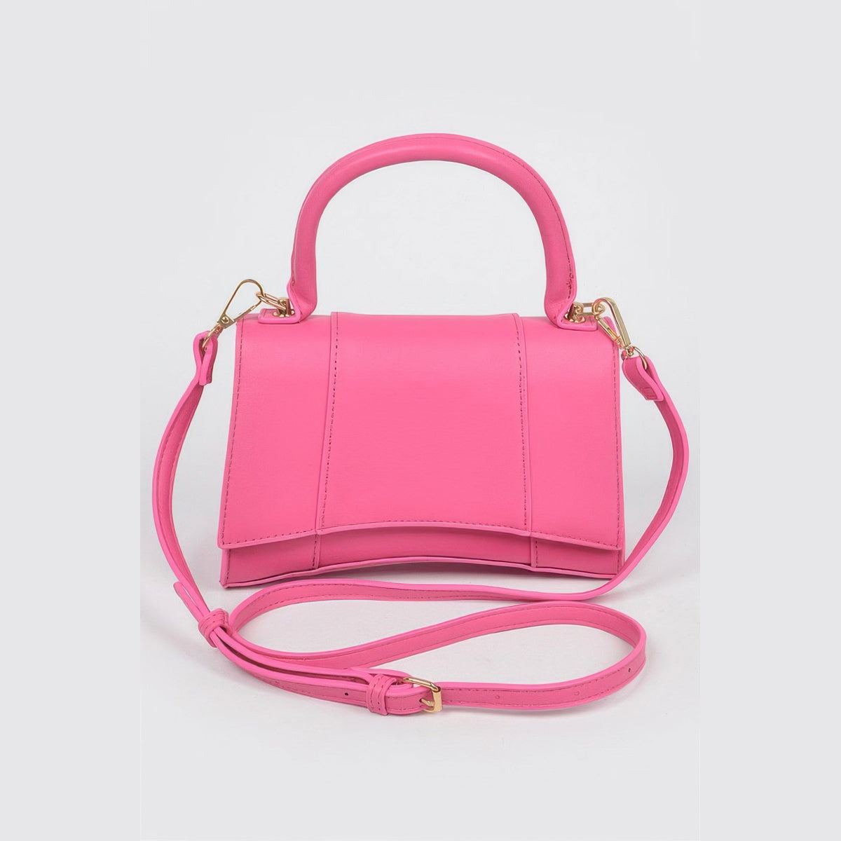 Structured Top Handle Bag in pink, front view