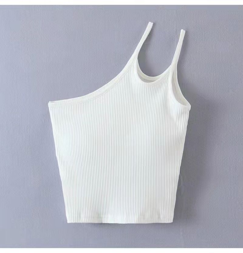 Tight - fitting Short Crop Inside Take Oblique Shoulder Back Center Female Outer Wear Suspender Top – Apparel & Accessories > Clothing > Shirt, minimalist style, quiet luxury aesthetic, modern essential – The Simple Co.