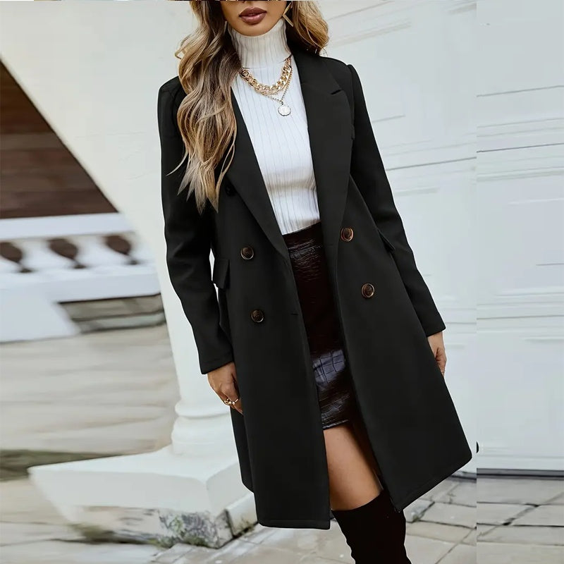 Women's Double-Breasted Wool-Like Coat