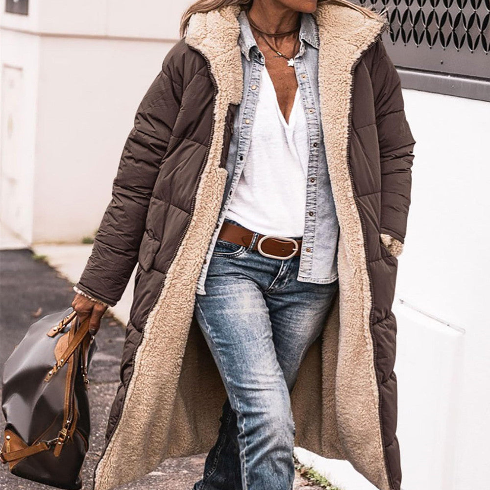 Women's Reversible Hooded Long Coat