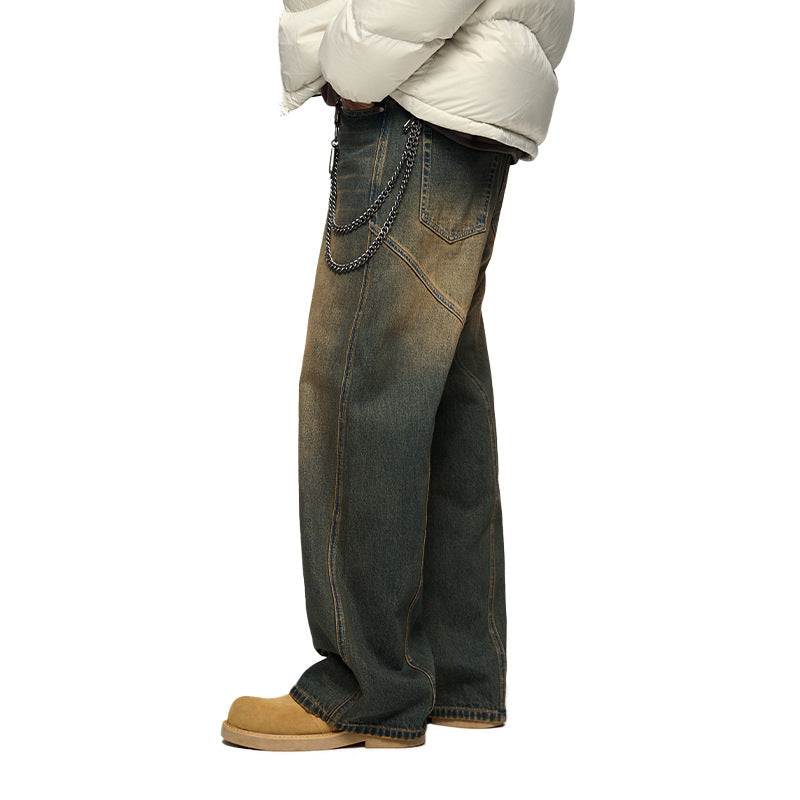 Street-Style Distressed Denim Jeans - Men's 3D Cut Design