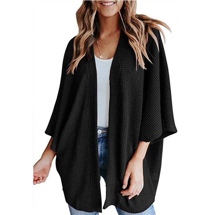 Women's Minimal Waffle Cardigan