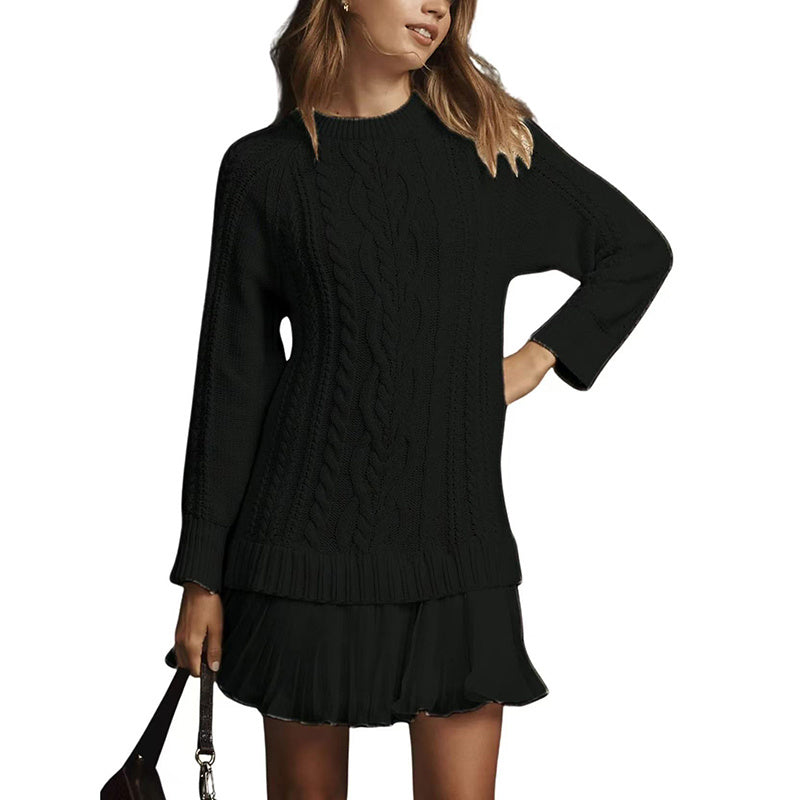 Women's Cable Knit Sweater with Lace