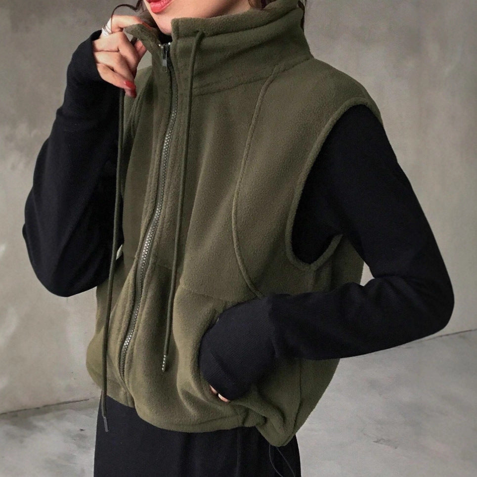 Women's Casual Sleeveless Vest Jacket - 2026 Winter Collection Zip-Up Outerwear