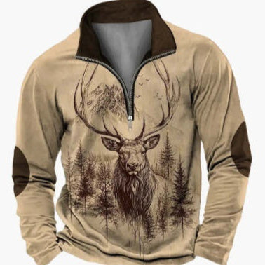 Men's Casual Stand-Up Collar Half Zip Pullover Sweater