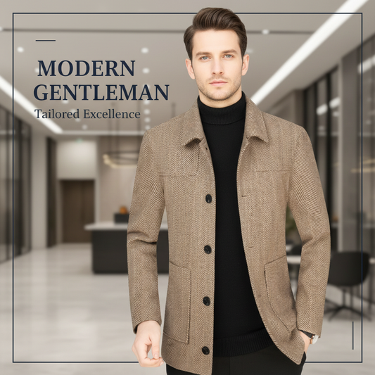 Men's Lapel Woolen Jacket Business Casual