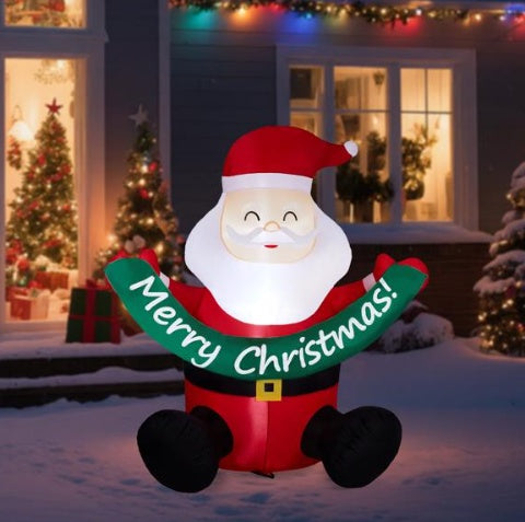 5.8ft Inflatable Santa Christmas Banner LED